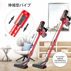 【D600赤新品】 掃除機 17000Pa 600W MooSoo 最強吸引力 超軽量 サイクロン式 スティッククリーナー 2Way 5mコード