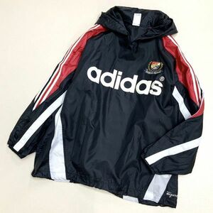  rare 90*s adidas Adidas Descente made Yokohama Marino s era big Logo nylon Parker men's ML size black red soccer 