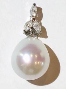 *Pt900 pearl & diamond pendant 2.9g*