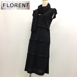 FLORENT フローレント ブラックフォーマル ワンピース ドレス フレンチスリーブ ショール マフラー付き レディース 日本製 黒