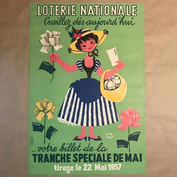 フランスヴィンテージ ポスター　レフォール・オペノ　国営宝くじ1957年5月