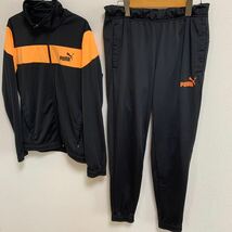 【美品】● PUMA ジャージ 上下セット プーマ サッカー フットサル スポーツウェア トレーニングウェア ブラック オレンジ_画像3