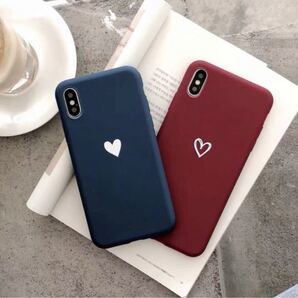 iPhoneケース ハート シンプル 赤 ネイビー カップル
