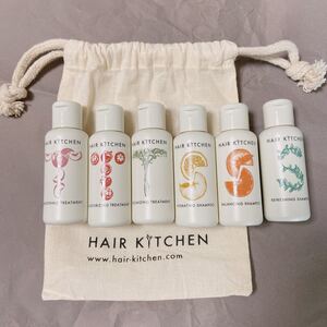 新品 ヘアキッチン シャンプー トリートメント ミニボトル 6本セット ポーチ サンプル