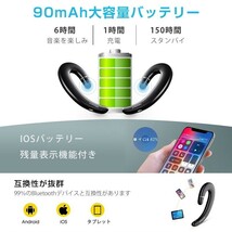 １円から！送料無料！Bluetooth ワイヤレスイヤホン 超軽量 耳掛け式 ハンズフリー通話 マイク内蔵 iPhone/Android適用 2個セット_画像5