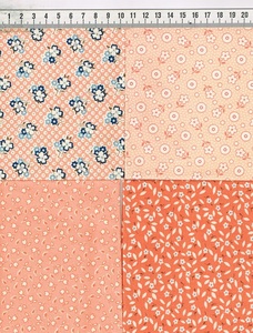 カット済 USAコットン 30's 復刻柄 ミニ カットクロス 4枚 セット サイズ 25cmx25cm 前後 U4-14