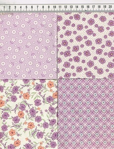 カット済 USAコットン 30's 復刻柄 ミニ カットクロス 4枚 セット サイズ 25cmx25cm 前後 U4-1