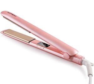 ヘアアイロン チタニウムプレート プロ仕様 ストレート/カール 2way 4段階温度調節 150〜230℃ デジタル温度表示