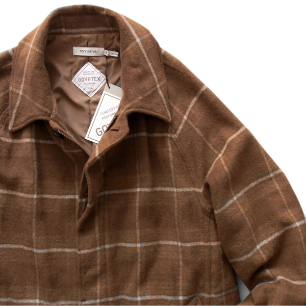 ◇◆nonnative（ノンネイティブ）/軽やかな着心地！GORE-TEX INFINIUM WINDSTOPPER」オーバープレイドステンカラーコート【2(XL～)】/9.9万