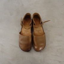 ■オーロラシューズ AURORA SHOES *New Chinese レザーアンクルストラップシューズ 6C/23*ブラウン皮革靴サンダルレディース0122【71A22】_画像1