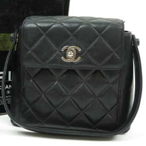 53479★1円スタート★CHANEL シャネル 中美品 マトラッセ ターンロック S金具 ヴィンテージ ハンドバッグ ラムスキン 黒 レディース