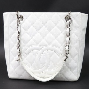 53541★1円スタート★CHANEL シャネル 外極美品 チェーンハンドバッグ デカココマーク S金具 トートバッグ キャビアスキン 白 レディース