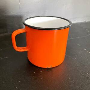 60s 70s horn low mug orange You Goss la Via made / antique glass tableware interior Vintage miscellaneous goods kitchen wear retro 