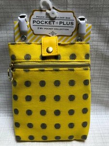 * new goods *POCKET+PLUS pocket plus / pochette, diagonal .. bag / polka dot pattern yellow × gray 
