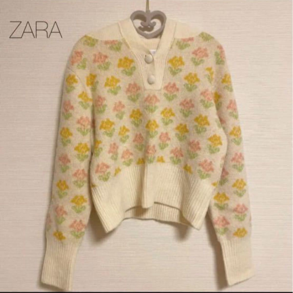 ZARA スペシャルエイディション ザラ ニット 花柄 カラー付き S 美品
