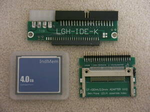 CompactFlash 4GB SLC + CF-IDE変換アダプタ + IDE 2.5インチ-3.5インチ変換アダプタ　コンパクトフラッシュSLCタイプ4GB