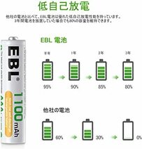 単4形電池 8個パック EBL 単4充電池 充電式 ニッケル水素充電池 8本入り 高容量充電池 1100mAhで長持ち 約120_画像5