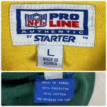 【大人気】スターター NFL パッカーズ ビッグロゴ 袖ロゴ 刺繍ロゴ リンガーネック 裏起毛 ビッグシルエット スウェット XL グリーン 古着_画像10