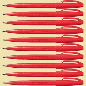 ☆未使用☆ 水性ペン ぺんてる 9-42 赤 10本セット サインペン S520-BD