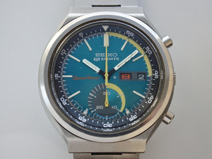【稼動品】 セイコー ファイブスポーツ スピードタイマー 自動巻 クロノグラフ ブルーグリーン文字盤 SEIKO 5 sports Speedtimer
