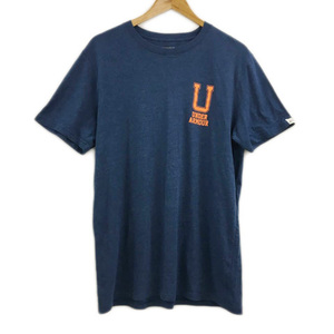 アンダーアーマー UNDER ARMOUR Tシャツ カットソー プルオーバー クルーネック プリント ロゴ 半袖 XXL 紺 オレンジ ネイビー メンズ