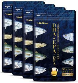◆送料無料◆DHA&EPA+DPA　約12ヶ月分(3ヶ月分90粒×4袋) 青魚成分 サーモンオイル 天然のアスタキサンチン含有 シードコムス サプリメント