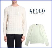 定価約2.7万円 ポロ ラルフローレン POLO RALPH LAUREN カシミヤ混 ウール セーター ケーブル ニット リブ 羊毛 XS オフホワイト系_画像1