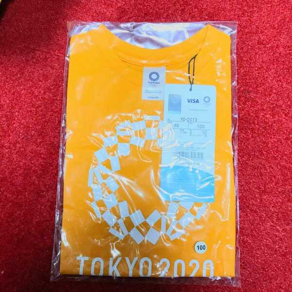 【送料無料】100サイズ　キッズ　東京オリンピック　Tシャツ　山吹色　正規品　保育園　体操