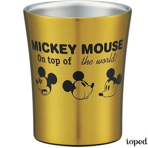 ディズニー ミッキー タンブラー ステンレス イエロー 黄色 250ml 真空断熱二重構造 底板付き 保温 保冷 プレゼント