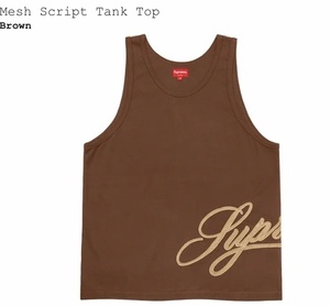 【新品】Supreme Mesh Script Tank TopCOLOR/STYLE：Brown SIZE：Large