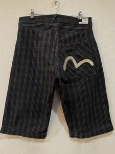 ※EVISU エヴィス エビス 片カモメペイント チェック ハーフ ショート デニムパンツ YAMANE ヤマネ 日本製 30 　 BJBB.A