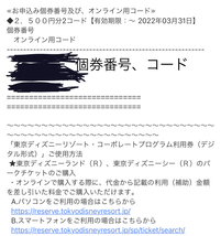 東京ディズニーリゾート ディズニーランド ディズニーシー コーポレートプログラム利用券 2500円割引券×２枚 (5000円分)有効期限2022/3/31_画像2