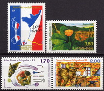★1999年-サンピエール島とミクロン島-「フランス大統領訪問」1種完+「植物」1種完+「馬蹄形」2種完 未使用(MNH)★VG-709_画像1