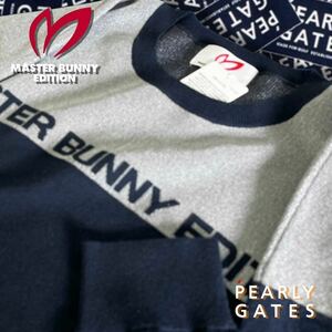 本物 新品25176186 PEARLY GATESパーリーゲイツ/マスターバニー 6(サイズLL)超人気 最新天竺ロゴジャガード カシミヤ混 長袖セーター