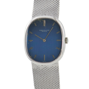 【3年保証】 パテックフィリップ ゴールデンエリプス 3648 OH済 K18WG無垢 青 手巻き メンズ レディース 腕時計