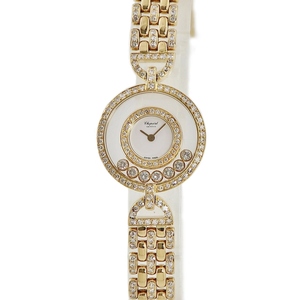 【3年保証】 ショパール ハッピーダイヤモンド 20/4539 K18YG無垢 純正オールダイヤ 白 クオーツ レディース 腕時計