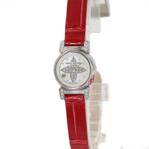 【3年保証】 ルイヴィトン タンブール ビジュ Q151J 純正ダイヤ シェル文字盤 モノグラムフラワー クオーツ レディース 腕時計