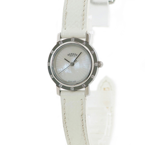 【3年保証】 エルメス クリッパー ナクレ CL4.230 純正12Pダイヤ シェル クオーツ レディース 腕時計