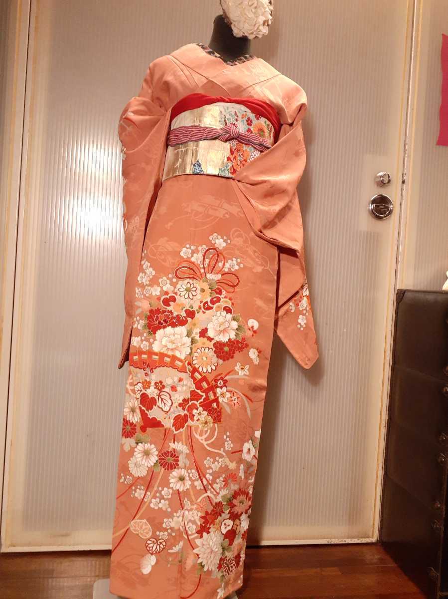 美品】縮緬 百花繚乱 小振袖 アンティーク着物 大正ロマン 正絹 着物