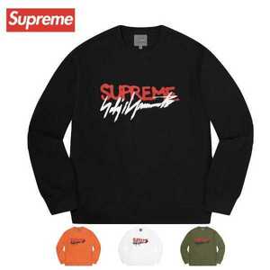 Supreme シュプリーム×ヨウジヤマモト 20AW ロゴプリント スウェットシャツ M 黒 クルーネック トレーナー Yohji Yamamoto