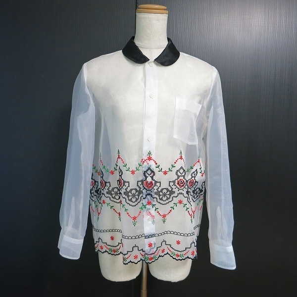 一番人気物 チュール トリココムデギャルソン シャツ 裾花刺繍 刺繍 花 