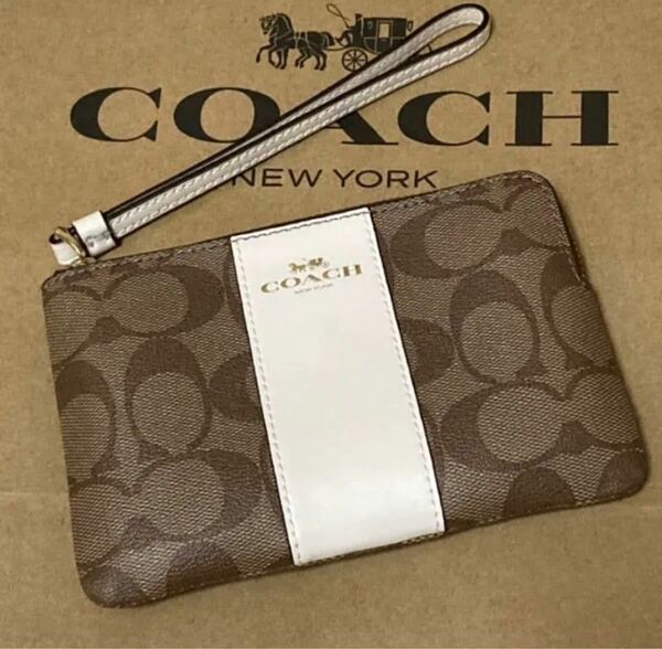 新品　COACH コーチ ポーチ　シグネチャー　白　ホワイト　人気