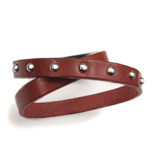  leather bracele 2 ream bracele original leather / cow leather / Tochigi leather L size Brown tea 