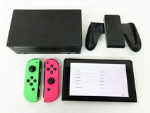 【1円】任天堂 Switch 本体 スプラトゥーン2セット ネオンピンク/ネオングリーン スイッチ 動作確認済 ソフトあり EC45-712jy/F4_画像3