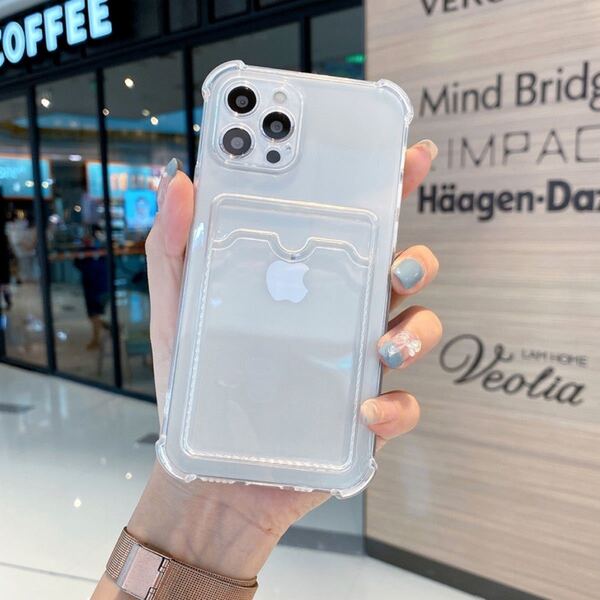 iPhone13ProMaxケース クリア ソフトケース カード収納 クリア 透明