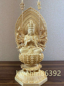  特上彫 木彫仏像 千手観音菩薩 観音像 檜木 彫刻工芸品 仏師で仕上げ品 