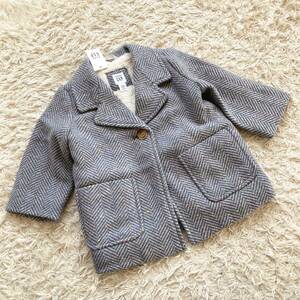  new goods unused baby Gap baby Gap herringbone reverse side boa coat jacket gray 80cm girl girls winter thing Cesta -