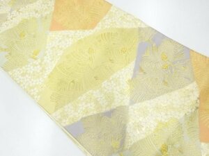宗sou 未使用品 織匠小平製 切り嵌め風に松ぼっくり・草花模様織出し袋帯(未仕立て)