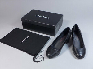 CHANEL シャネル サイズ37 パンプス　CCマーク　黒革　箱入り　本物保証品