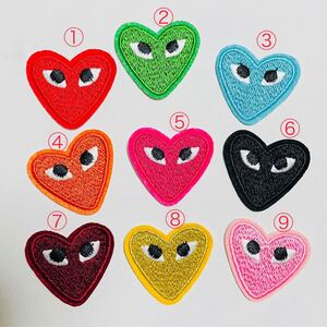ハートワッペン アイロンワッペン 9色 刺繍ワッペン